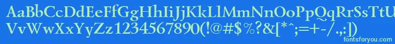 Czcionka LazurskiBoldCyrillic – zielone czcionki na niebieskim tle