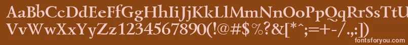 LazurskiBoldCyrillic-fontti – vaaleanpunaiset fontit ruskealla taustalla