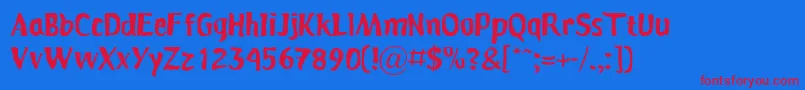 Persona-Schriftart – Rote Schriften auf blauem Hintergrund