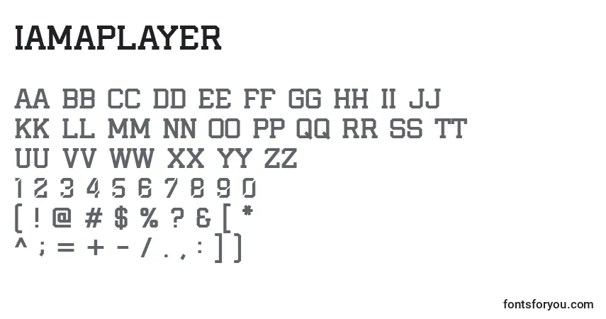 Czcionka IAmAPlayer – alfabet, cyfry, specjalne znaki