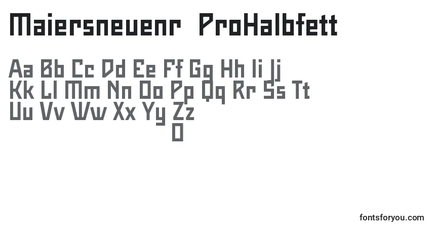 Czcionka Maiersneuenr8ProHalbfett – alfabet, cyfry, specjalne znaki