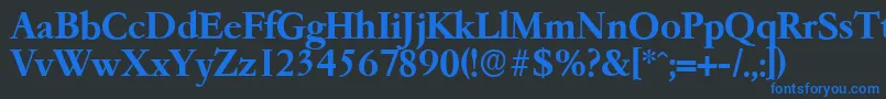 GarfeldserialBold-Schriftart – Blaue Schriften auf schwarzem Hintergrund