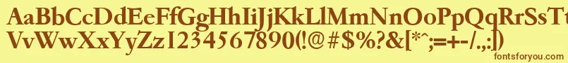GarfeldserialBold-fontti – ruskeat fontit keltaisella taustalla