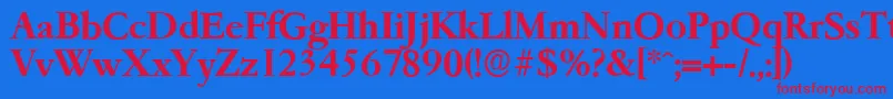 GarfeldserialBold-Schriftart – Rote Schriften auf blauem Hintergrund