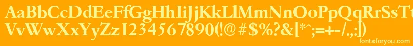 フォントGarfeldserialBold – オレンジの背景に黄色の文字