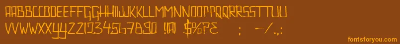 Couldntbebothered-Schriftart – Orangefarbene Schriften auf braunem Hintergrund