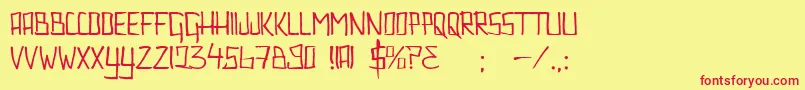 Couldntbebothered-fontti – punaiset fontit keltaisella taustalla