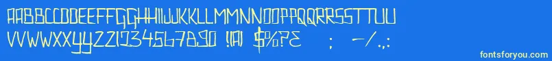 Couldntbebothered Font – Yellow Fonts on Blue Background