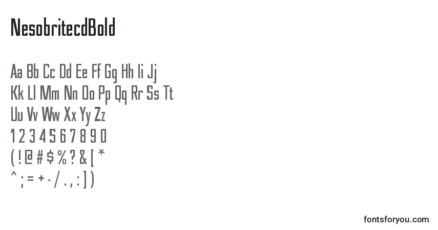 A fonte NesobritecdBold – alfabeto, números, caracteres especiais