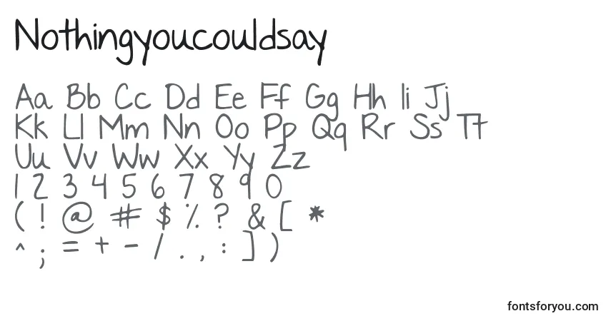 Czcionka Nothingyoucouldsay – alfabet, cyfry, specjalne znaki