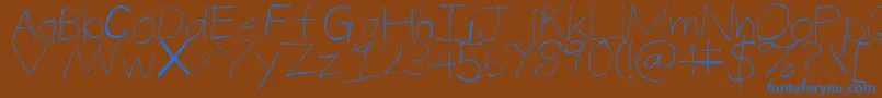 ThinPencilHandwriting Font – Blue Fonts on Brown Background