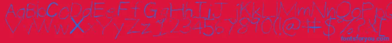 ThinPencilHandwriting Font – Blue Fonts on Red Background