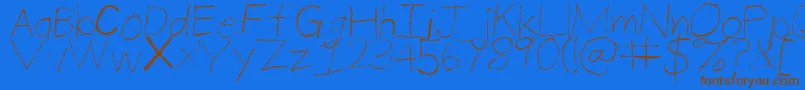 ThinPencilHandwriting Font – Brown Fonts on Blue Background