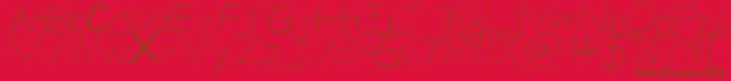 ThinPencilHandwriting Font – Brown Fonts on Red Background