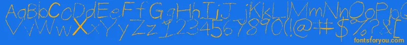ThinPencilHandwriting Font – Orange Fonts on Blue Background