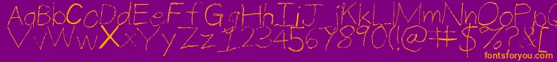 ThinPencilHandwriting Font – Orange Fonts on Purple Background