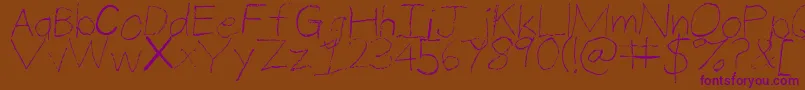 ThinPencilHandwriting-Schriftart – Violette Schriften auf braunem Hintergrund