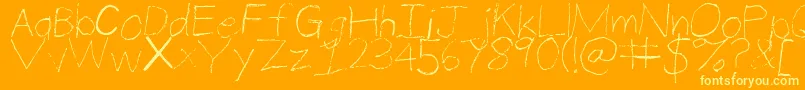 ThinPencilHandwriting Font – Yellow Fonts on Orange Background