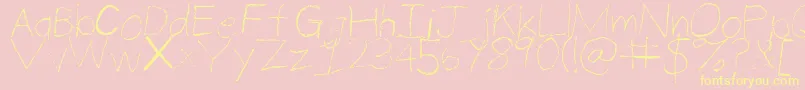 ThinPencilHandwriting Font – Yellow Fonts on Pink Background