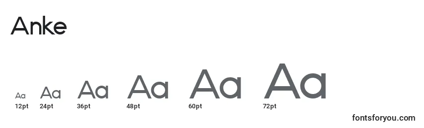 Размеры шрифта Anke