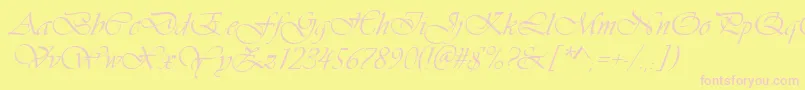 Vivaldid-Schriftart – Rosa Schriften auf gelbem Hintergrund