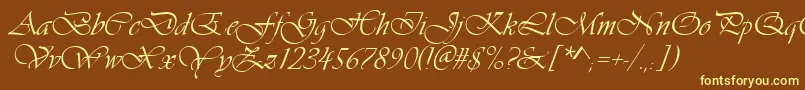 Vivaldid-fontti – keltaiset fontit ruskealla taustalla