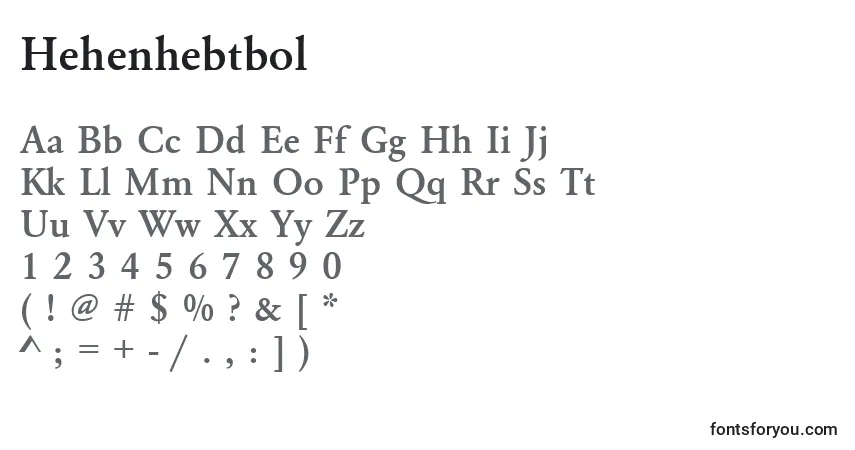 Czcionka Hehenhebtbol – alfabet, cyfry, specjalne znaki