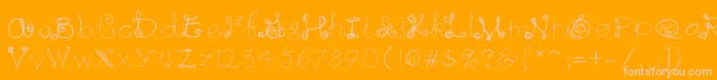 Raininginwhite-Schriftart – Rosa Schriften auf orangefarbenem Hintergrund