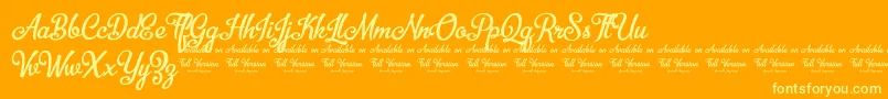 BellicoDemoVersion-Schriftart – Gelbe Schriften auf orangefarbenem Hintergrund