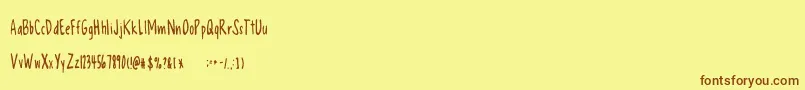 MixRego-fontti – ruskeat fontit keltaisella taustalla