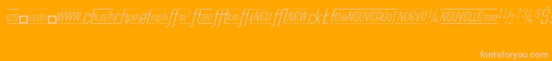 Fonte CasestudynooneLtLightItalicAlternate – fontes rosa em um fundo laranja