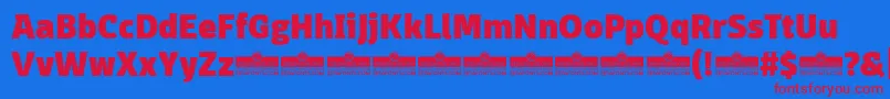 フォントDomotikaHeavyTrial – 赤い文字の青い背景