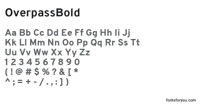 A fonte OverpassBold – alfabeto, números, caracteres especiais