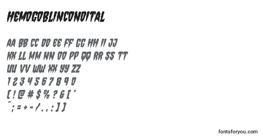 A fonte Hemogoblincondital – alfabeto, números, caracteres especiais