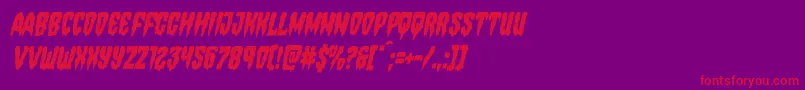 Hemogoblincondital-Schriftart – Rote Schriften auf violettem Hintergrund