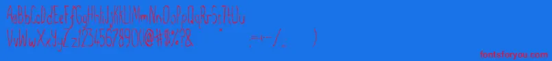 Truthwillout-Schriftart – Rote Schriften auf blauem Hintergrund