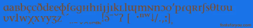 フォントStoneSerifPhoneticIpa – 茶色の文字が青い背景にあります。