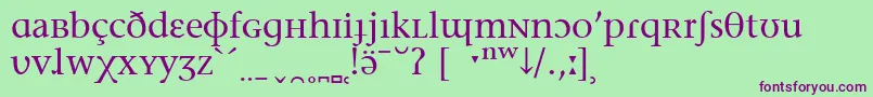 Czcionka StoneSerifPhoneticIpa – fioletowe czcionki na zielonym tle