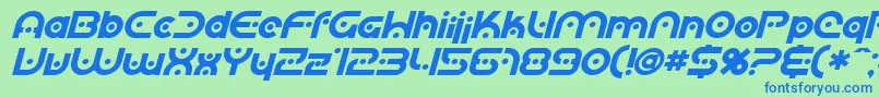 SfPlanetaryOrbiterBoldItalic-Schriftart – Blaue Schriften auf grünem Hintergrund