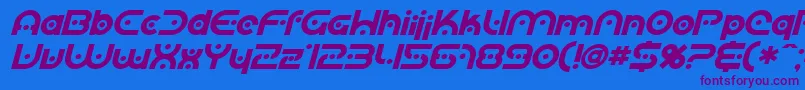 SfPlanetaryOrbiterBoldItalic-Schriftart – Violette Schriften auf blauem Hintergrund