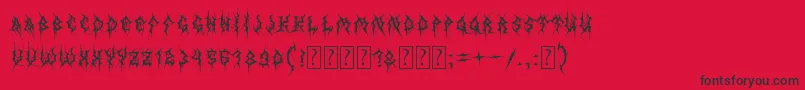 フォントMbThinWorms – 赤い背景に黒い文字