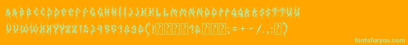 MbThinWorms Font – Green Fonts on Orange Background