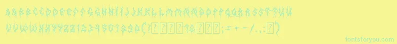 MbThinWorms Font – Green Fonts on Yellow Background