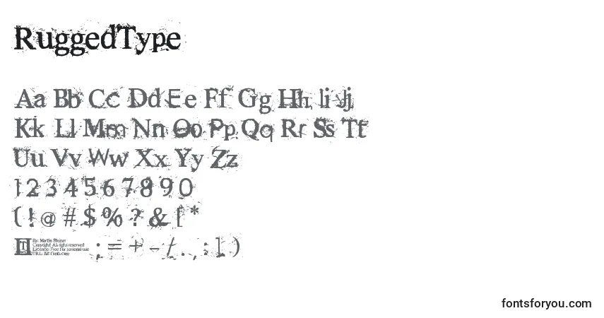 A fonte RuggedType – alfabeto, números, caracteres especiais