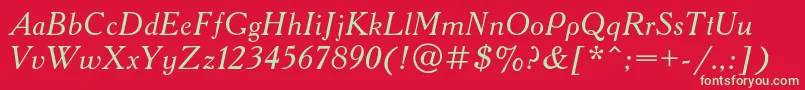 AcademycItalic Font – Green Fonts on Red Background