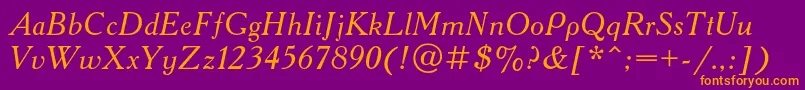 AcademycItalic Font – Orange Fonts on Purple Background