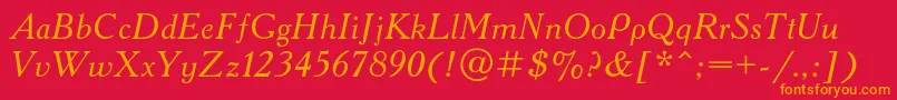 AcademycItalic Font – Orange Fonts on Red Background