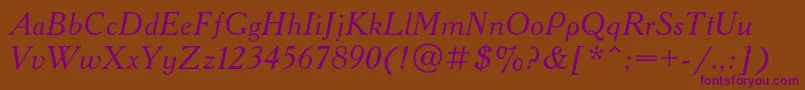 AcademycItalic Font – Purple Fonts on Brown Background