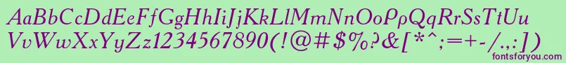 AcademycItalic Font – Purple Fonts on Green Background