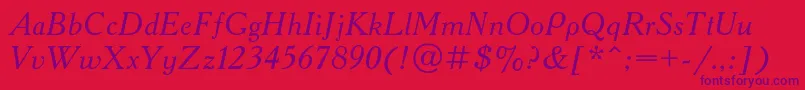 AcademycItalic Font – Purple Fonts on Red Background